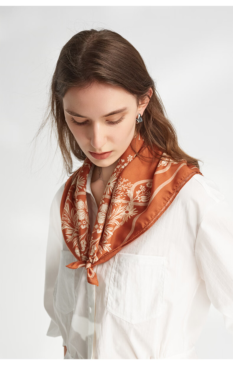ELLE Modal Silk Scarf Women's Summer Fashion Versatile Casual Floral Print Square Neck Scarf New Gift 22