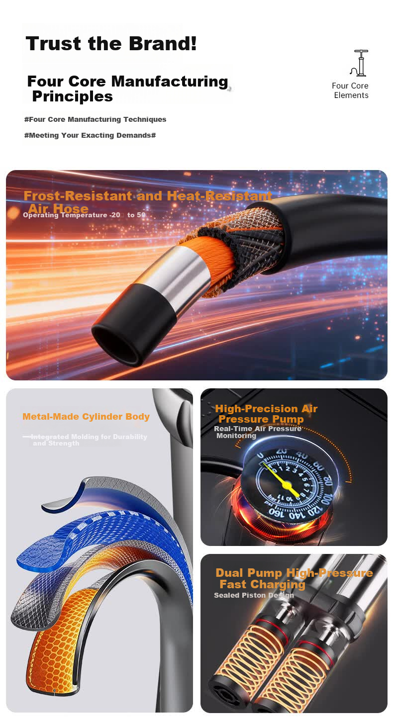 Huangchi Foot Pump Bicycle Motorcycle Inflator Electric Vehicle Car Basketball Universal High-Pressure Air Pump 2