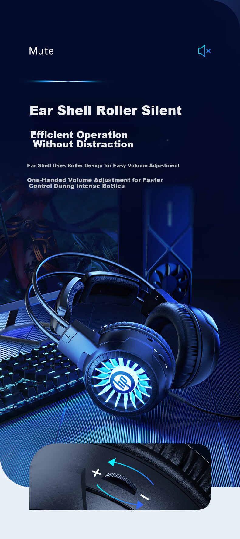 HP Over-Ear Wired Gaming Headset with Noise-Cancelling Microphone, 7.1 Surround Sound, Positional Audio for Delta Operation, Compatible with PC, Laptop, and Internet Cafe Use 10