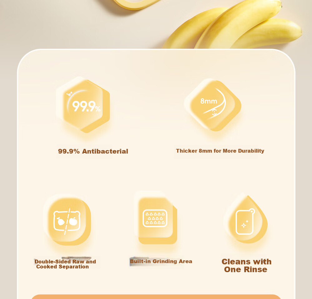Bear Antibacterial Cutting Board Double-Sided Household PP Plastic Chopping Board for Fruits and Vegetables 30x21.5cm 3