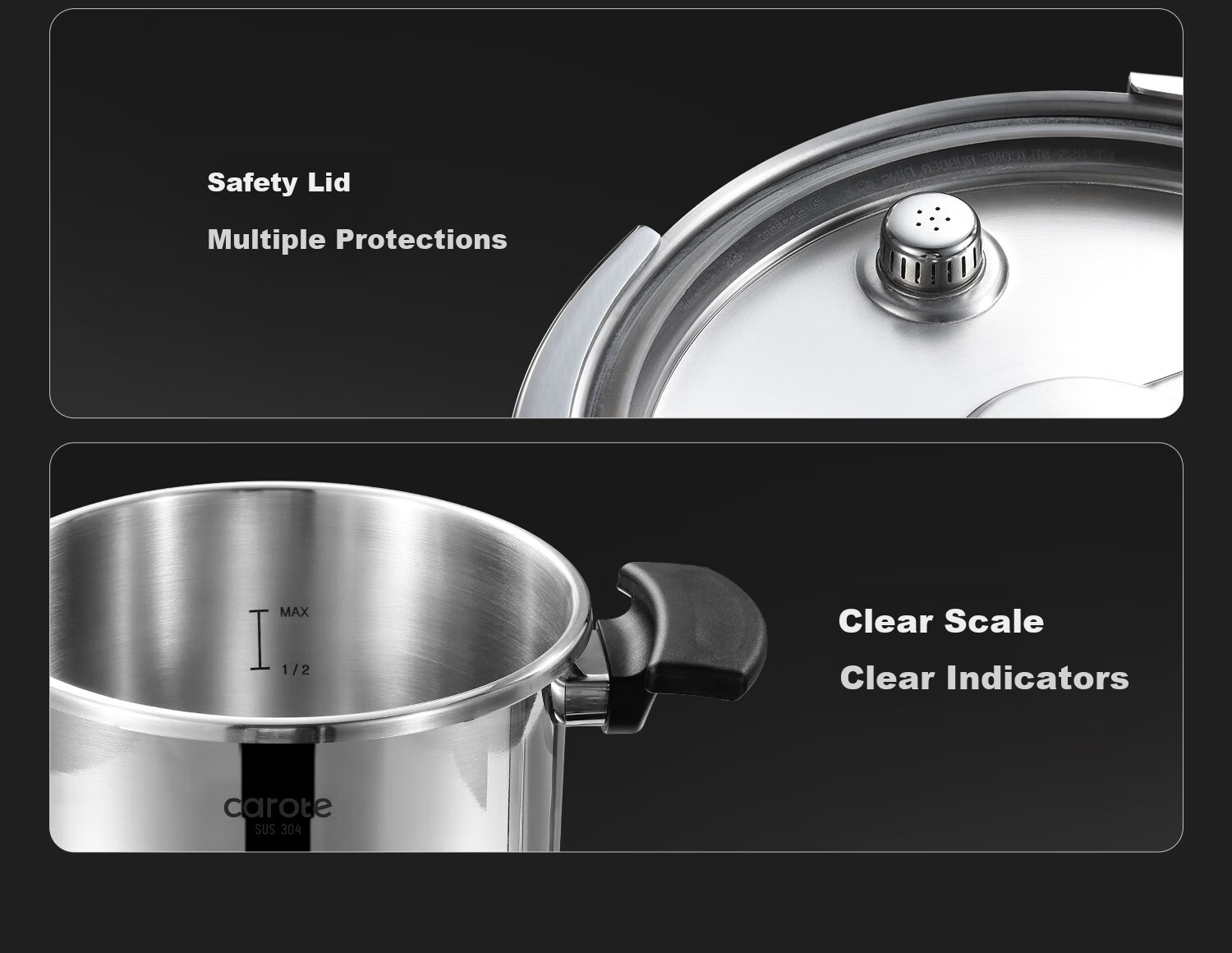Carrot Small Household Pressure Cooker 304 Stainless Steel Single-Handed Explosion-Proof Pressure Cooker Compatible with Gas Stove and Induction Cooker 13