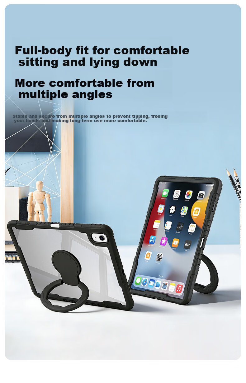 Coolerfun Rotating Pivot Case for iPad 12/11/10/10.9/11 Inch Protective Cover 2026/25 Apple A16 Tablet Shockproof Bend-Resistant with Pen Slot 7