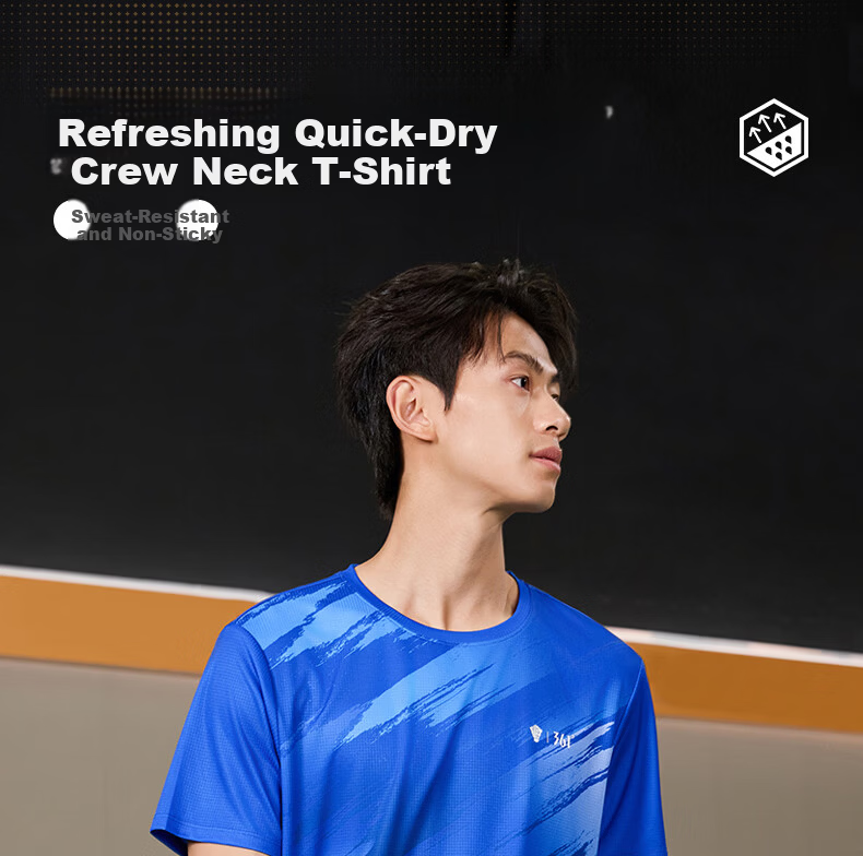 361° Men's T-Shirt Spring Summer Winning Badminton Quick-Dry Loose Printed Short Sleeve Top 652627102-1 1