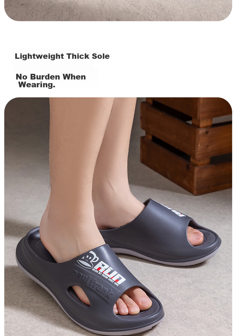 Paul Frank Men's Summer Slippers New Indoor Outdoor Bathroom EVA Odorless Sandals 6644 Gray Size 40-41 8