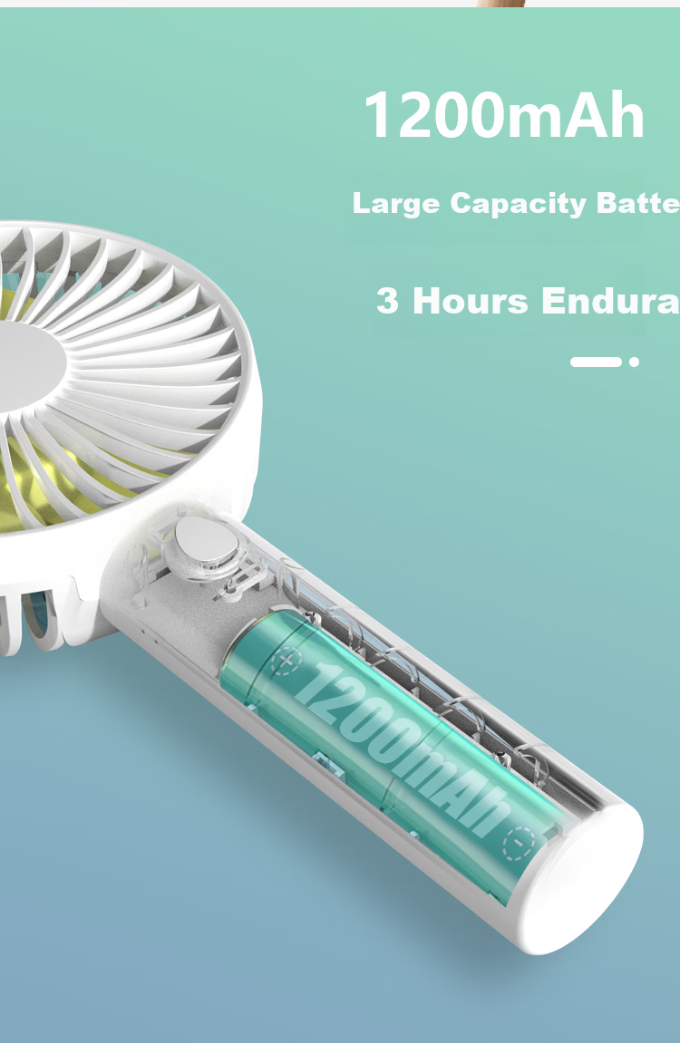 Yueke USB Handheld Mini Fan, High-Speed Air Blaster, Outdoor Portable USB Rechargeable Small Fan, Office Dormitory Powerful Fan [Digital Display Model, White] 4