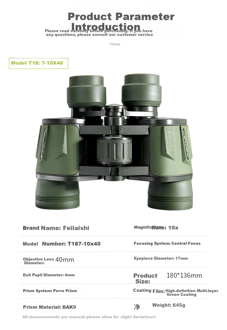 FEIRSH 10X50 Binoculars, High Magnification, High Definition, Low Light Night Vision, Bird Watching, Military Telescope, Concert Viewing Glasses T33 12