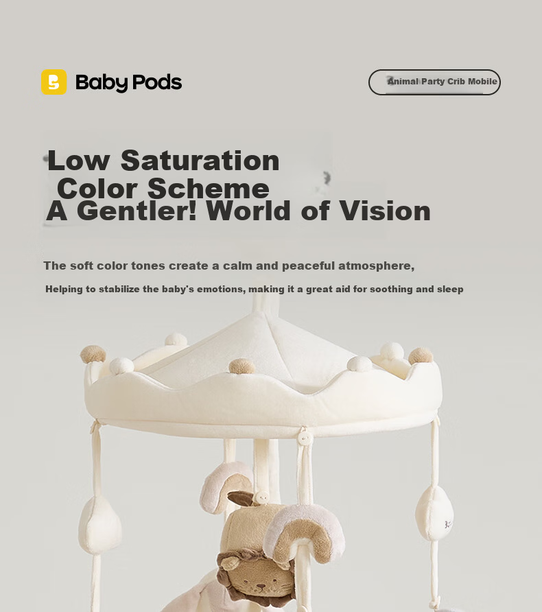Babypods Newborn Crib Mobile Baby Gift Set Soothing Toy 0-6 Months Rotating Plush Doll First Birthday Present 13