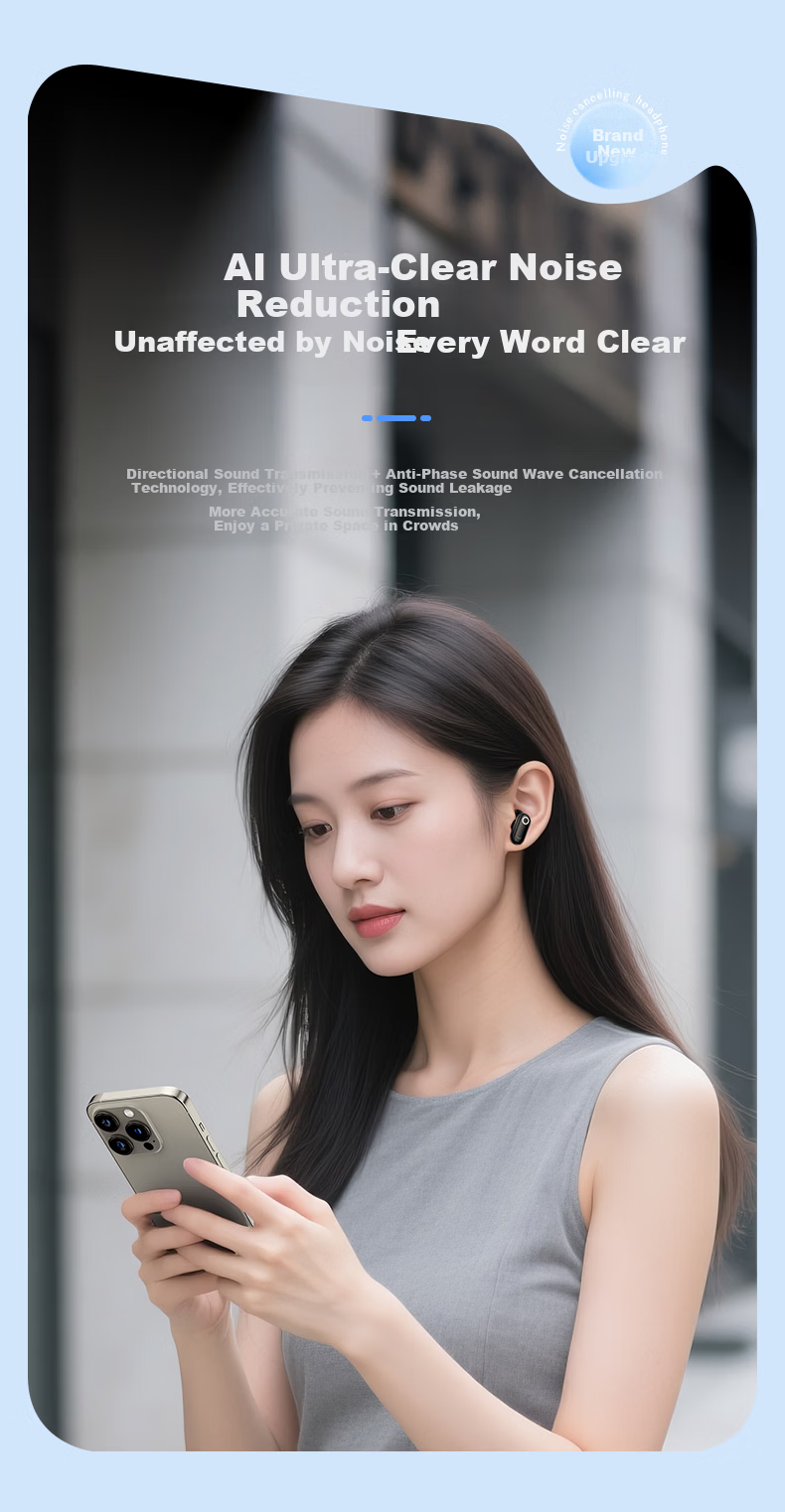 Zhiguozhe 2026 Latest Model Long Battery Life Bluetooth Semi-In-Ear Deep Noise Cancelling Wireless Berlin Sound High-Quality Sports Call Comfortable Wear Earphones 9