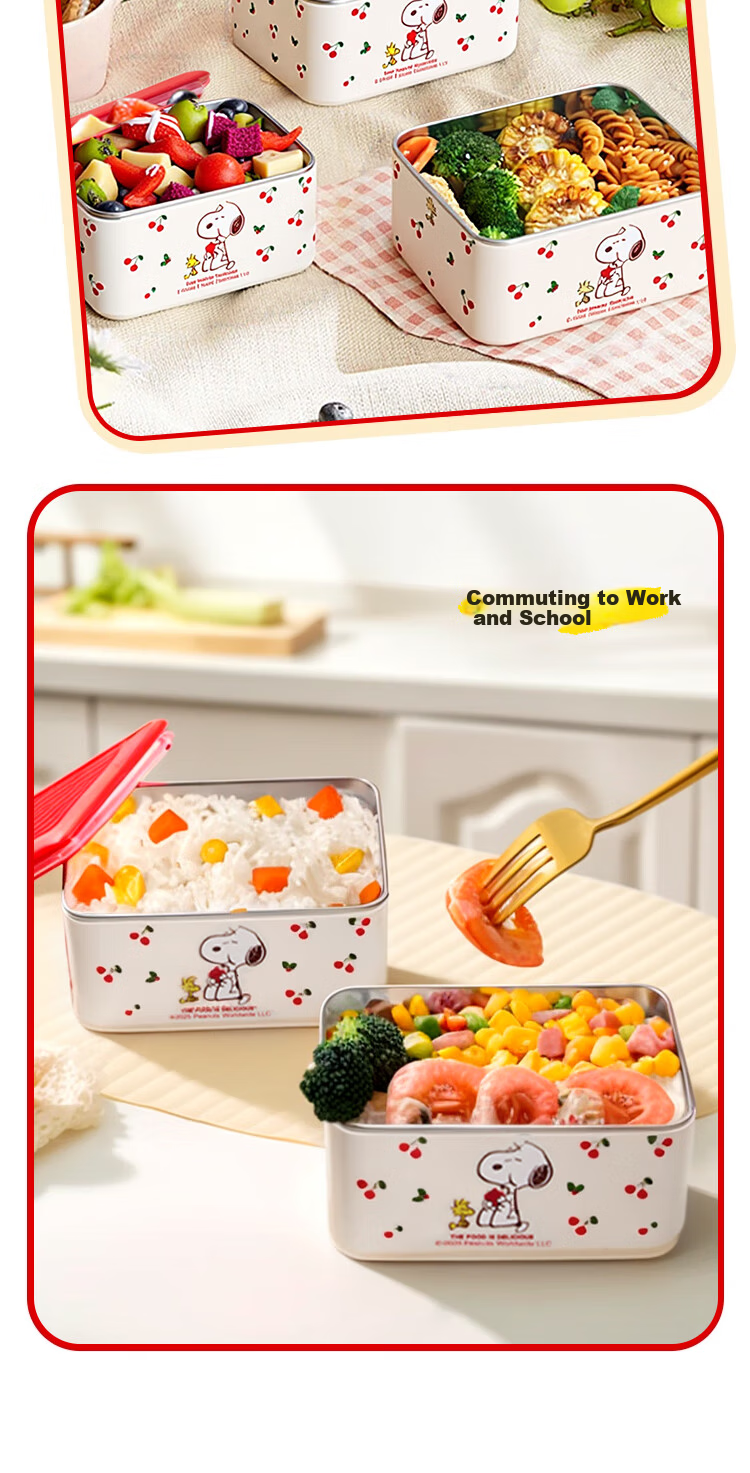 SNOOPY Insulated Lunch Box Bag Set of 4 Portable Thermal Cooler Bento Bags for Students and Office Workers 15