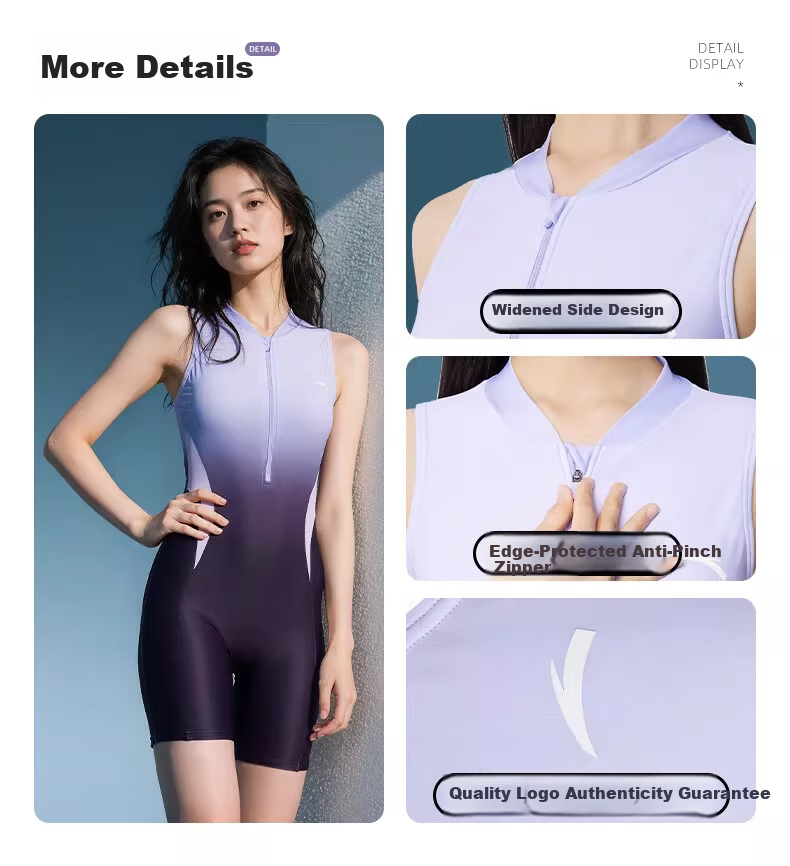 ANTA Women's Professional One-Piece Swimsuit, High-Elasticity Chlorine-Resistant Training Swimwear for Hot Springs, Conservative And Slimming, Gradient Purple, Size M 10