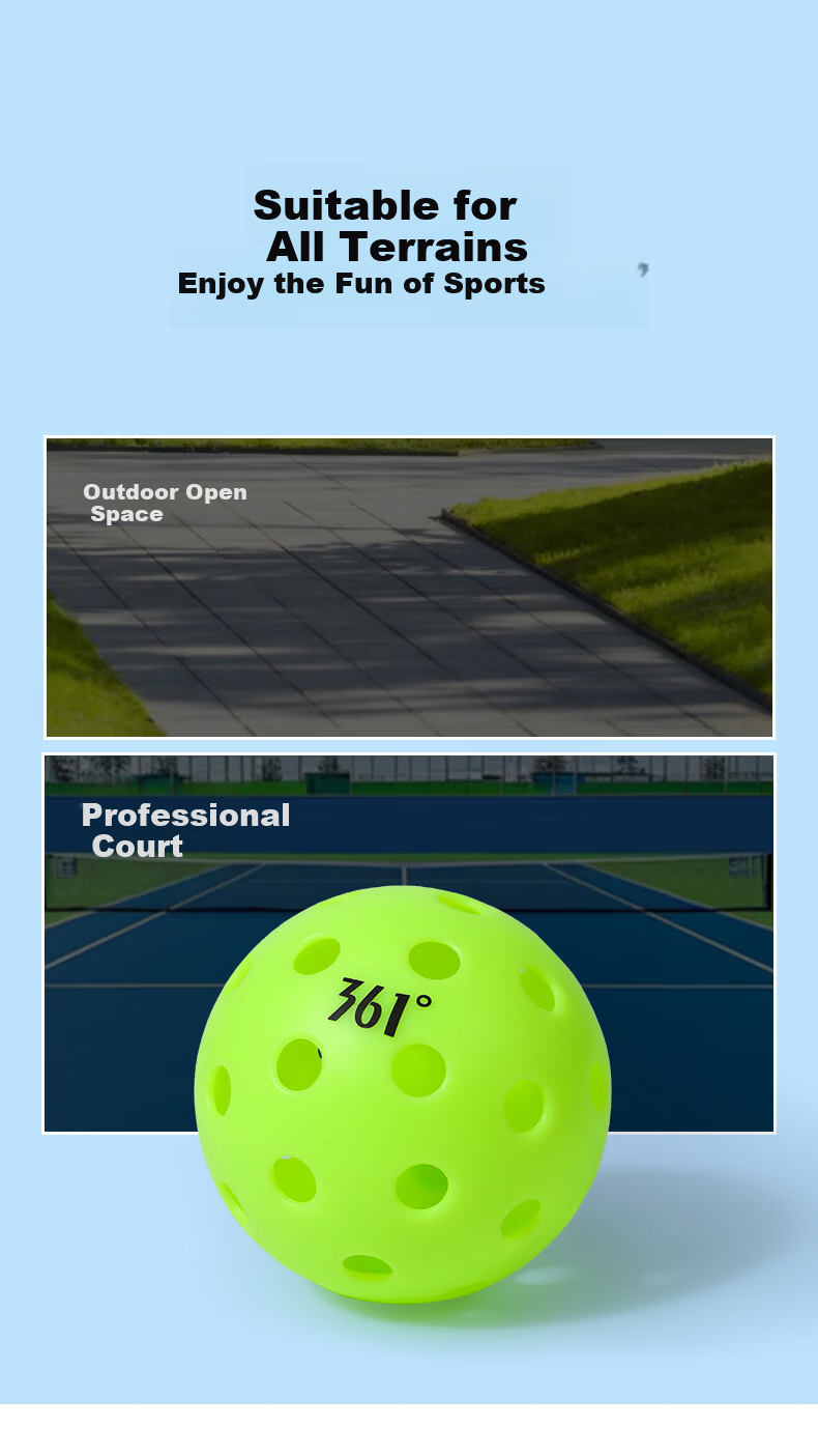 361° Pickleball Set High-Elastic Integrated Balls Outdoor Professional Competition Balls 4 Regular Balls + 2 Glow Balls 7
