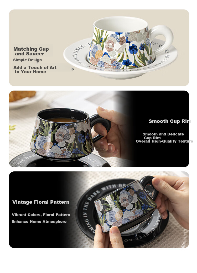 JD Jingzao Coffee Cup Set Rococo Strawberry Coffee Cup 270ML Gift Box Breakfast Red Tea Milk Cup 7