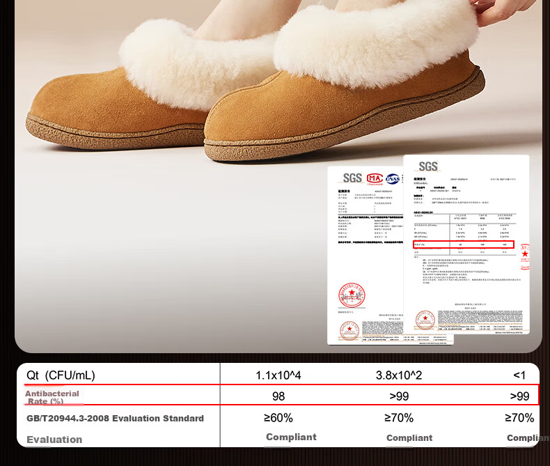 NEIBO Ultra Warm Wool Slippers Unisex Couples Winter Home Sheepskin Latex Non-Slip Full Heel Gray Size 37 12