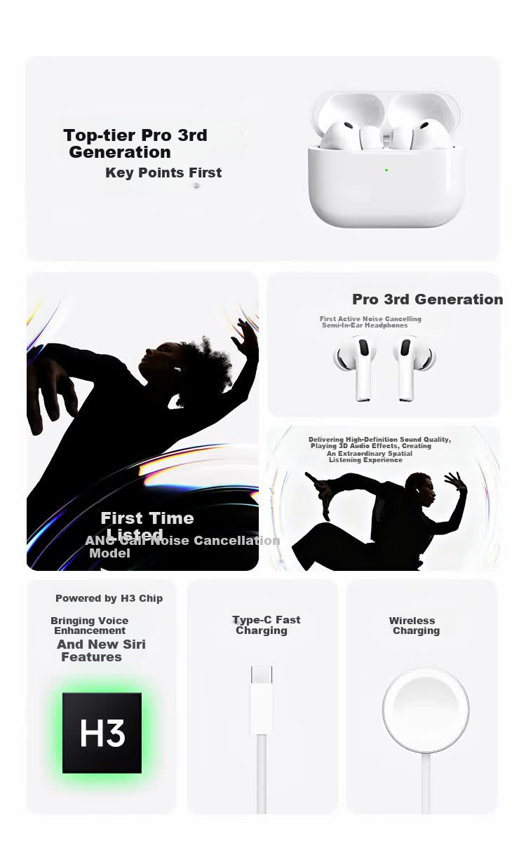 AKONIA Heart Rate Pro3 Wireless Bluetooth Earphones Compatible with Apple 2026 New In-Ear Active Noise Cancelling Heart Rate and Blood Oxygen Monitoring Huaqiangbei Earphones 2