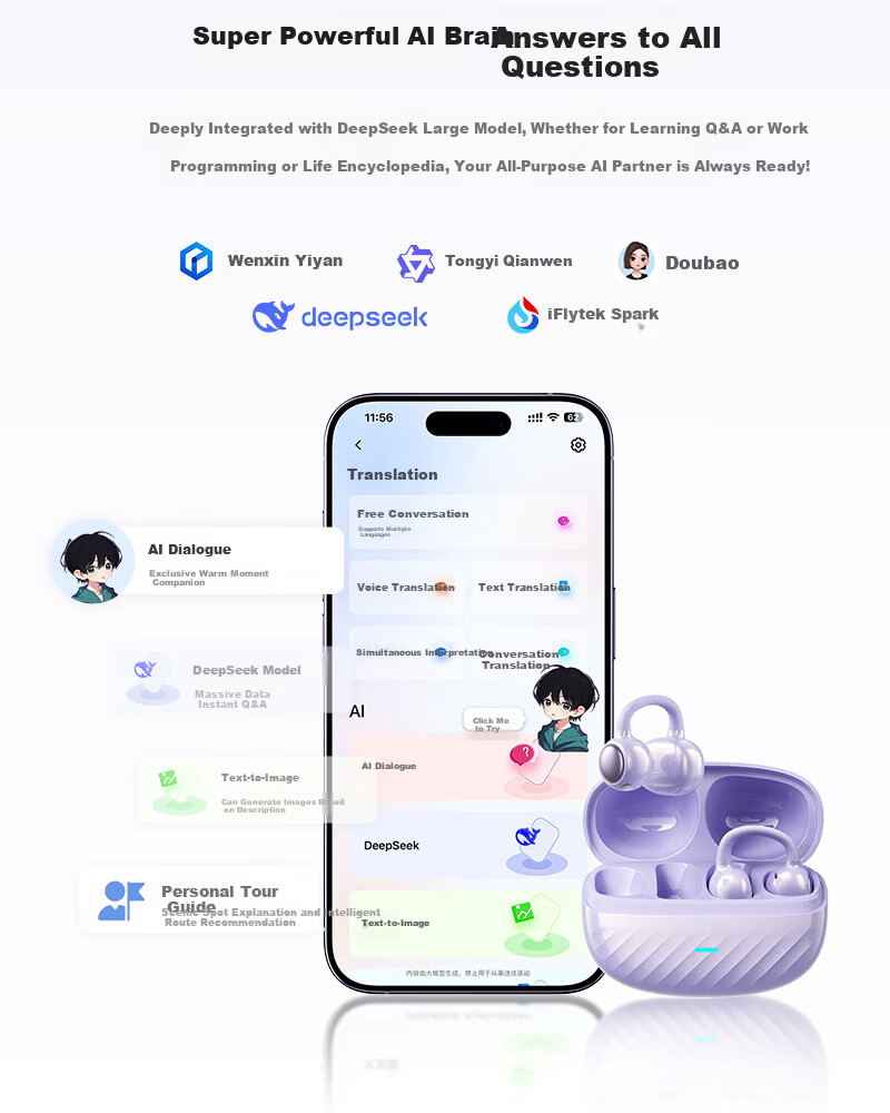 Yinbeiqi New ClipAir Wireless Bluetooth Earphones AI Translation Clip-On Bone Conduction Open-Ear Sports Earhooks for Apple Huawei 19