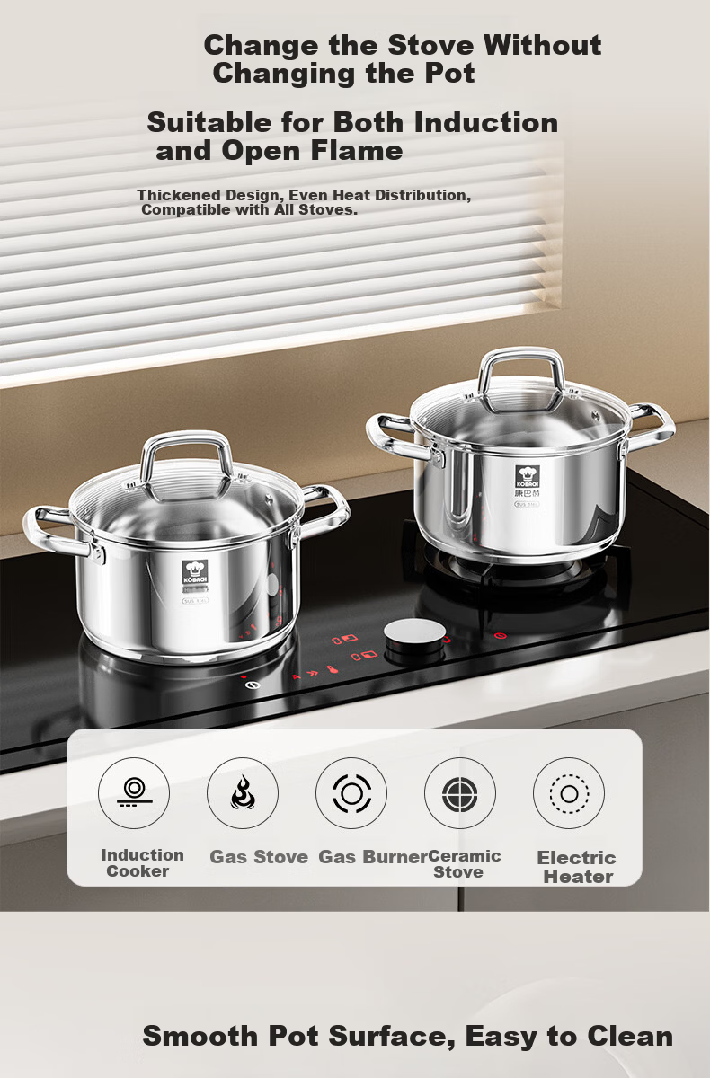 KOBACH German-Style Soup Pot, 316L Thickened Stainless Steel, Multifunctional Frying Pan, Steaming And Stewing Pot, Large Capacity, Compatible with Induction Cooker And Gas Stove 11