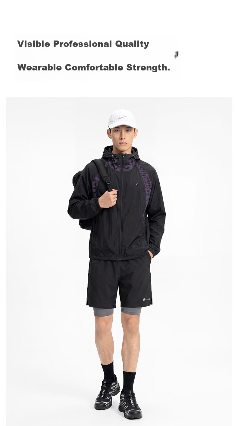 Keep Men's Swim Trunks Double-Layer Sports Running Perforated Four-Point Swimming Shorts 130 Black L 15