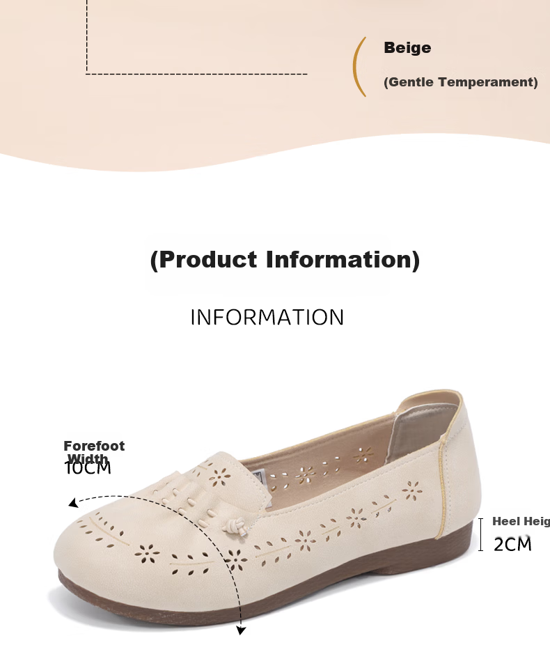 Taiheyuan Summer Women's Hollow Carved Anti-Slip Flat Shoes Comfortable Lightweight Middle-Aged and Elderly Mom Grandma Shoes 6
