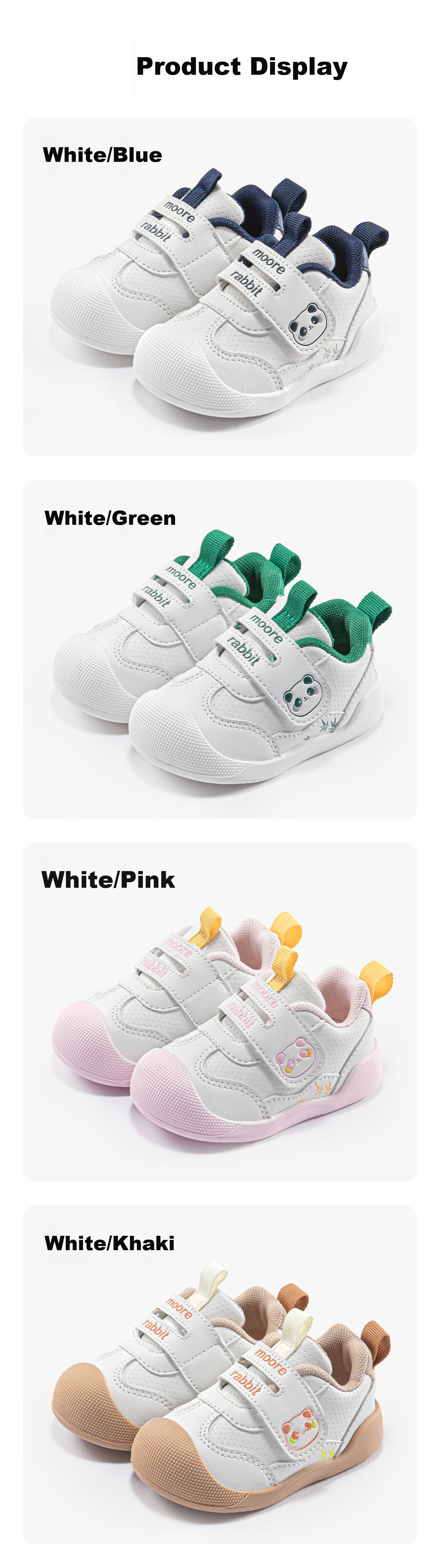 More Rabbit Kids Summer New Soft Sole White Shoes Toddler Boys Stable Shoes Girls Cartoon Anti-Kick Indoor Shoes 2