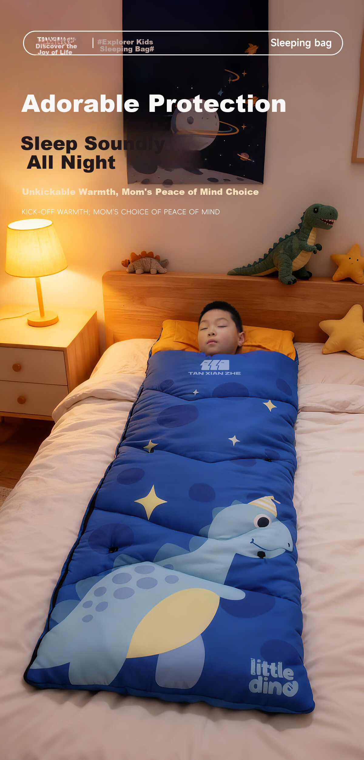 TAN XIAN ZHE Kids Sleeping Bag Outdoor Portable Lightweight Warm Cotton Sleeping Bag Four Seasons Universal Single Nap 1