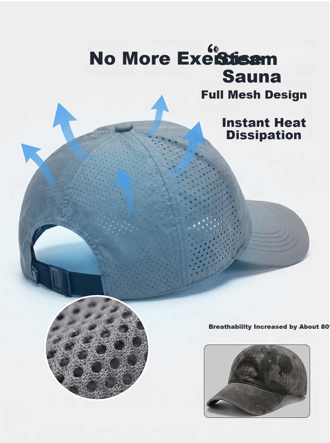 Yu Xiaoduo Quick-Dry Mesh Breathable Baseball Cap Running Sports Unisex Waterproof Sun Protection Dark Navy Dad Hat 3