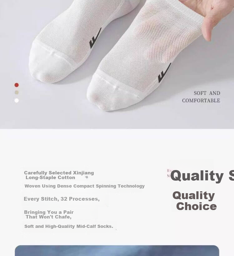 Warrior Men's Socks, Thin And Breathable for All Seasons, Odor-Resistant Mesh Short Socks, Xinjiang Cotton, 7A Grade Antibacterial And Sweat-Absorbing Short Sports Socks 4
