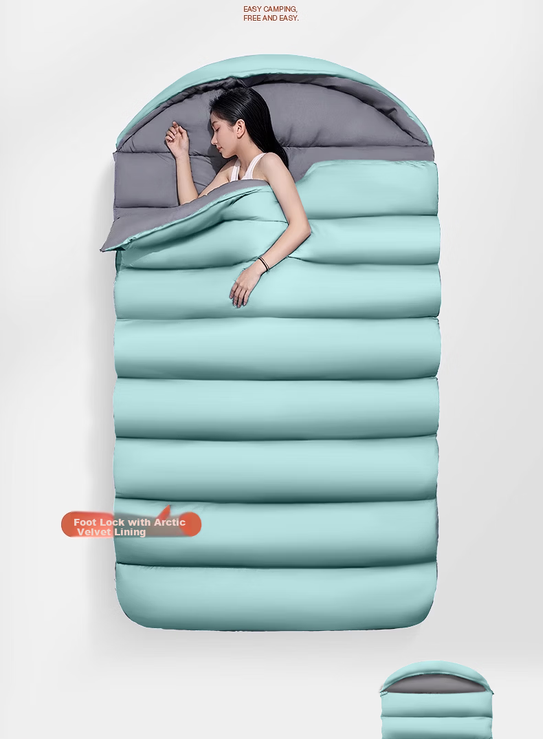BeiJiLang Fleece-Lined Autumn Winter Thickened Wide Sleeping Bag Outdoor Camping Overnight Office Nap Car Warm Sleeping Bag Quilt 1