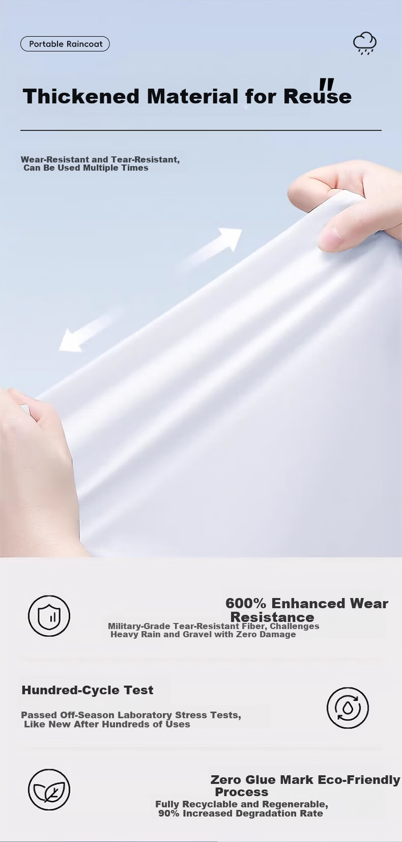 40,000 KM Disposable Raincoat Portable Outdoor Travel Mountaineering Adult Long Thickened Full-Body Waterproof Storm Rain Poncho 7