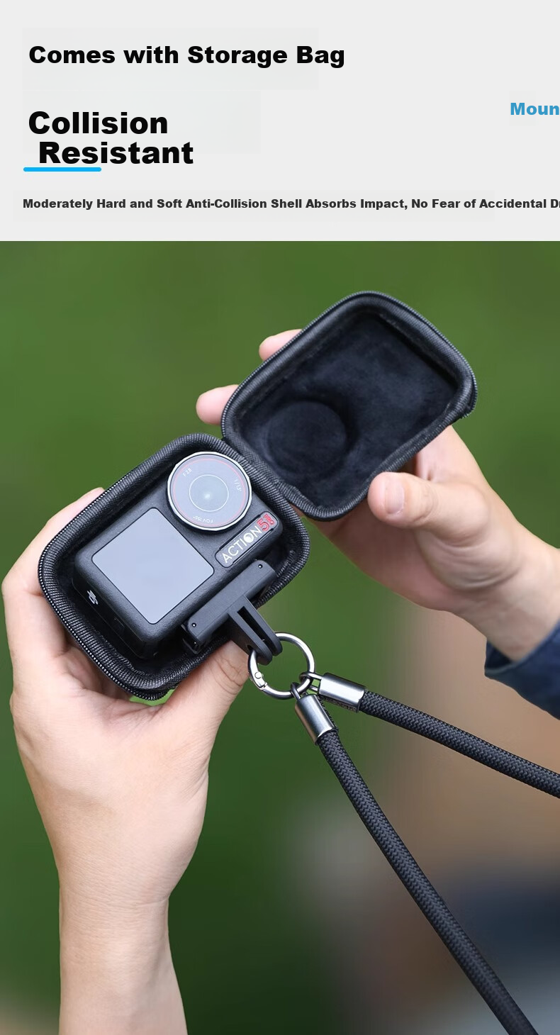 BIAZE DJI Action 6/5/4/3 Lanyard DJI 360 Wrist Strap AcePro2 Anti-Lost Safety Strap Fixed Rope Sports Camera Accessory Black JS34 5