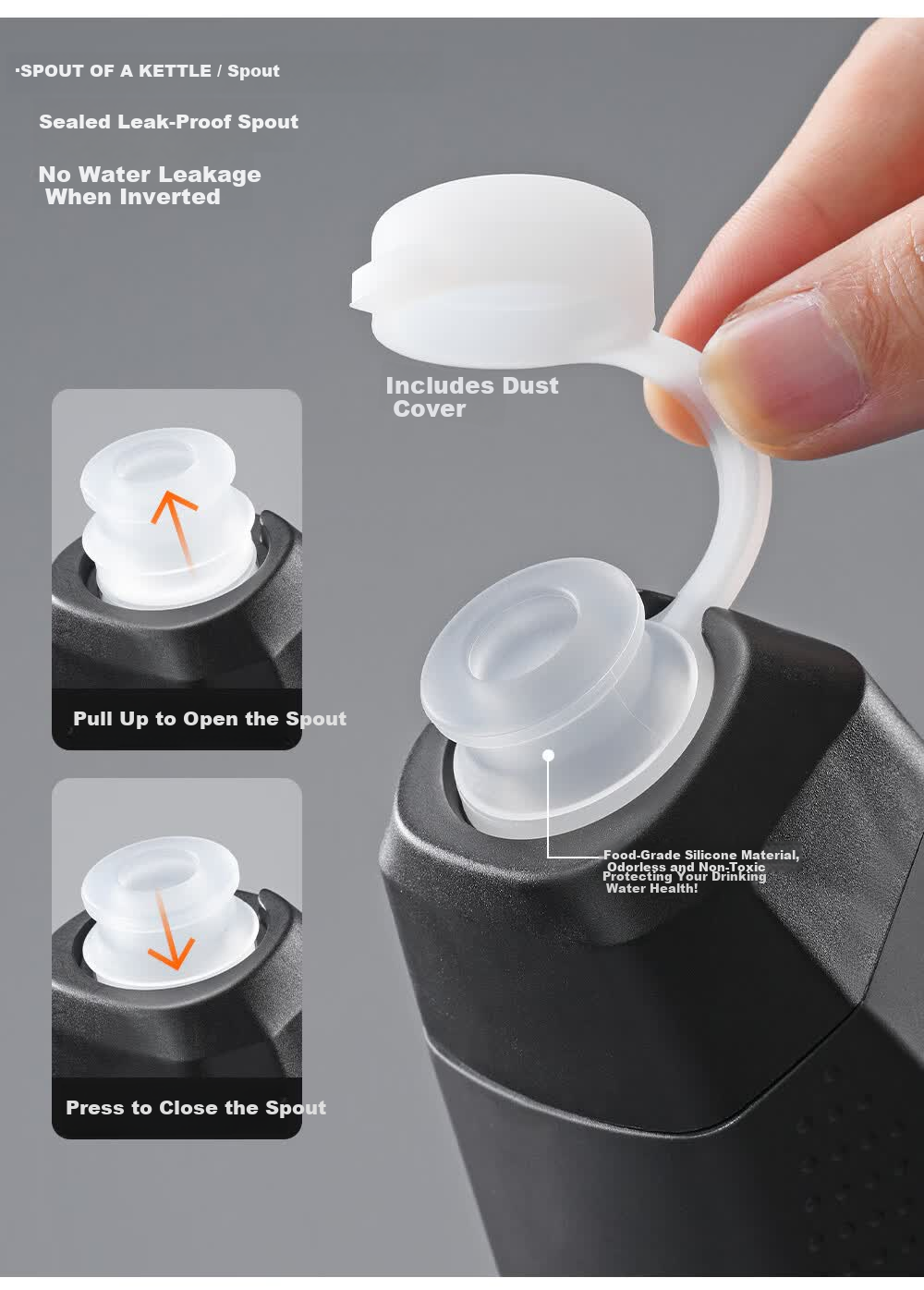 EVR Cycling Water Bottle with Aerodynamic Large Capacity Squeeze Spout and Bottle Cage Road Bike Windproof - Transparent Black 610ML 7