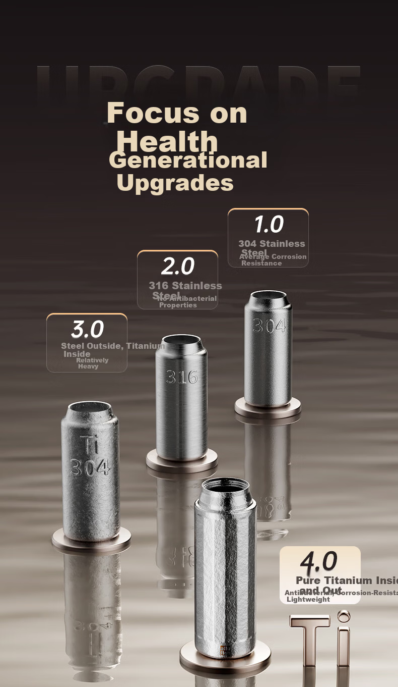 Alluflon Pure Titanium Insulated Tea Infuser Cup High-End Tea Steeping Cup Tea Water Separation Health Preservation Gift Titanium Cup Ice Flower Silver 4