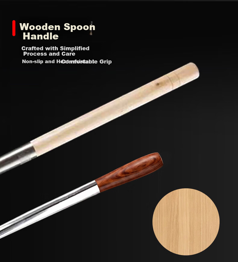 Jinwanfu Stainless Steel Commercial Cooking Wok Ladle Chef's Wooden Handle 8 Liang Hand Ladle 1 Piece 4