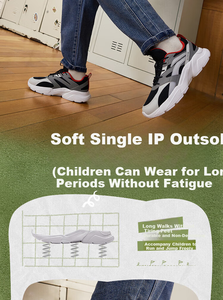 LI-NING Kids Casual Shoes Unisex Teen New Comfortable Shock Absorption Low-top Sports Sneakers 6