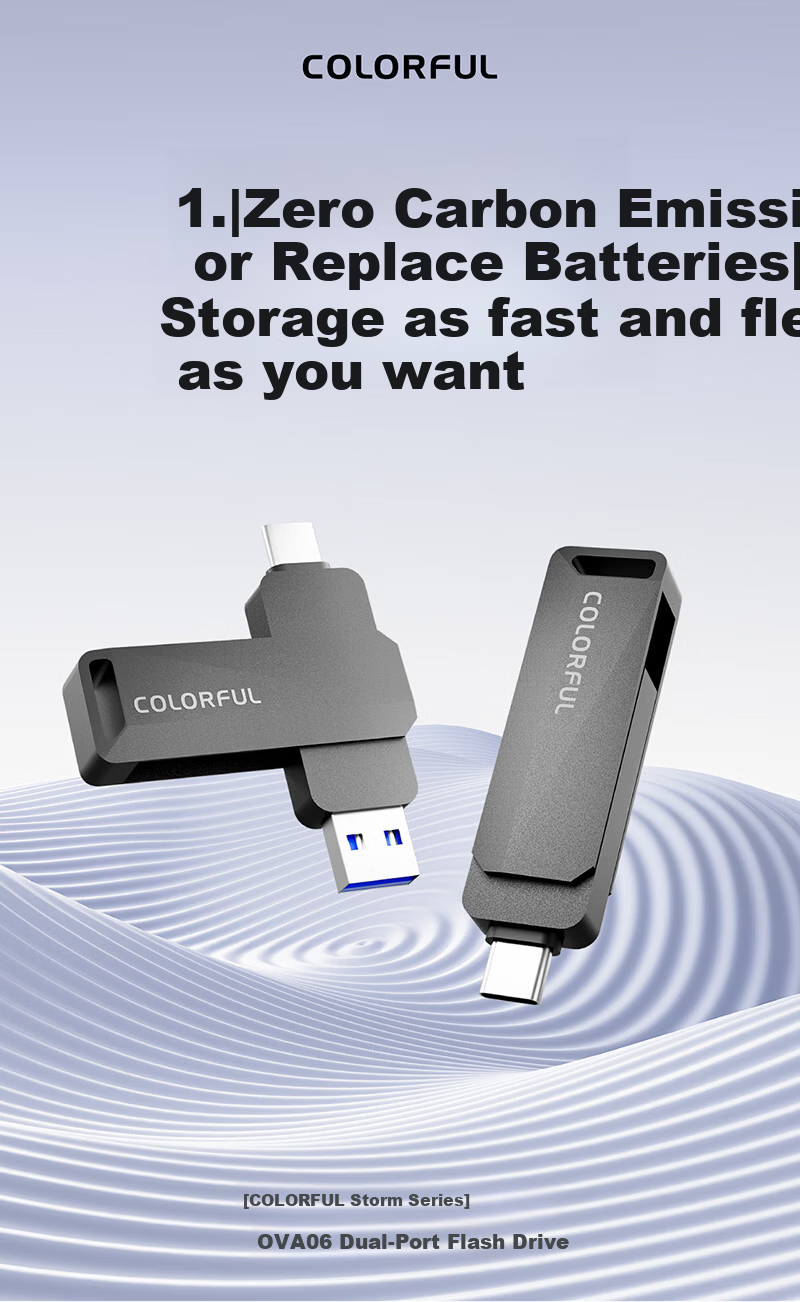 Colorful 128GB Type-C Dual Interface USB 3.2 Flash Drive 550MB/s High-Speed USB Drive for PC, Android, and Apple Devices 1