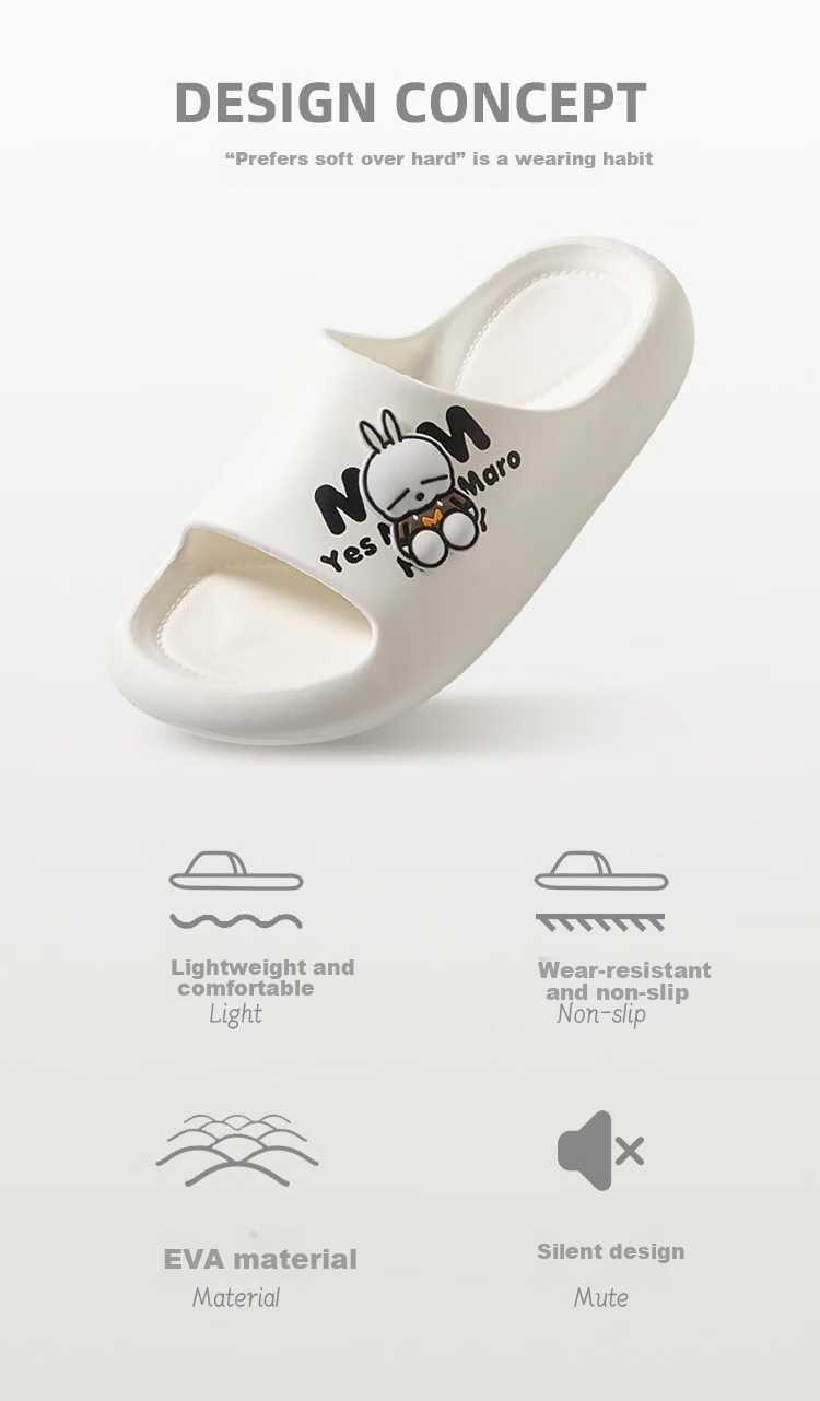 MashiMaro Cartoon Couple Indoor Home Bathroom Thick Sole Slippers 2