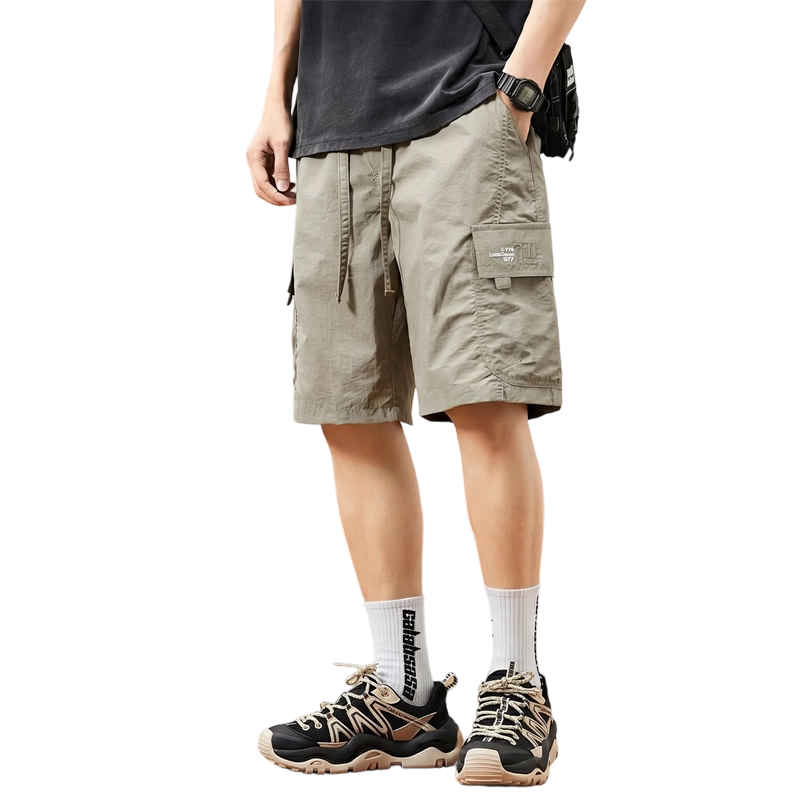 MARK FAIRWHALE Men's Summer Ice Silk Thin Sports Shorts Quick-Dry Casual Knee-Length Pants Khaki 3XL