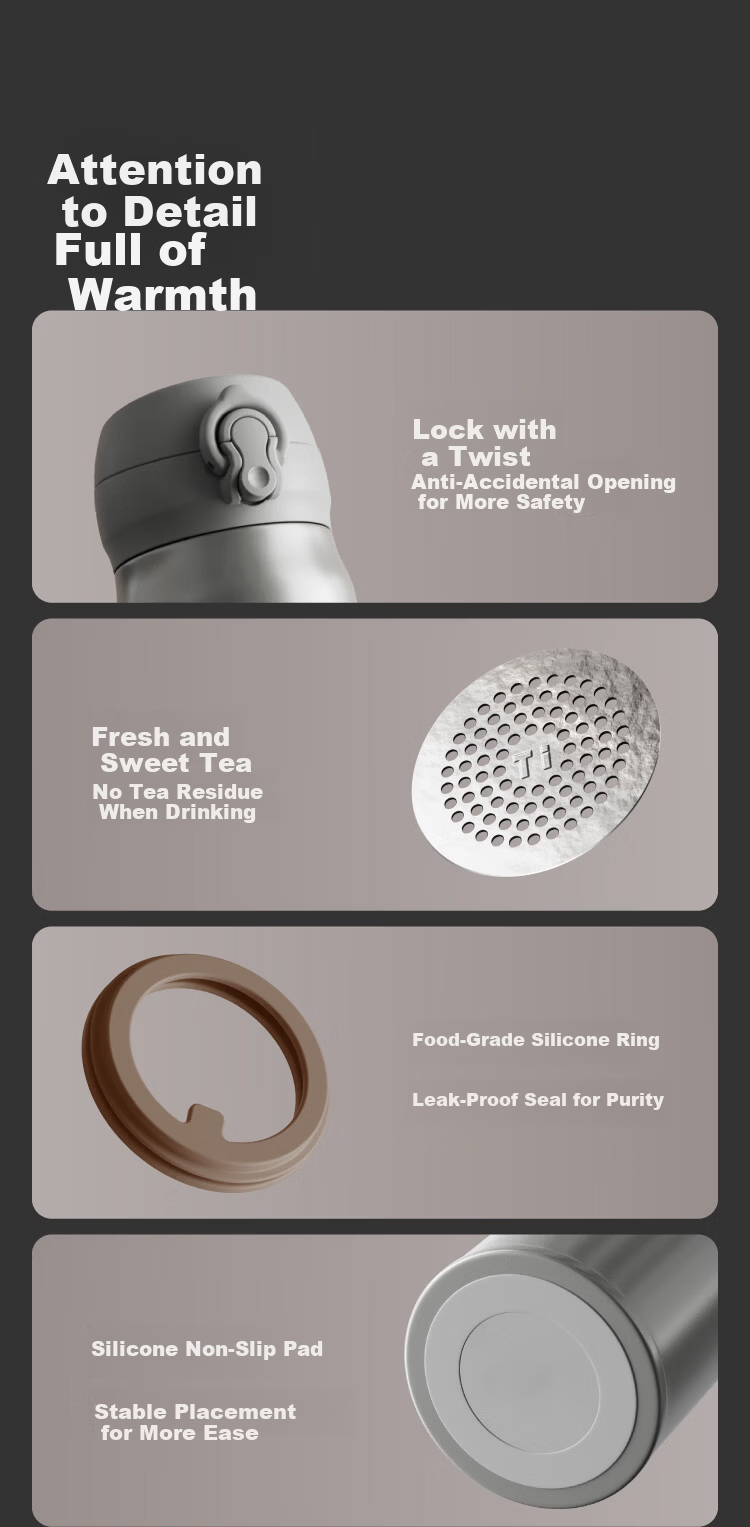 JD Jingzao 316L Stainless Steel Insulated Water Bottle with Flip Lid Quick Open Thermal Cup Pure Titanium Tea Infuser 500ml White 12