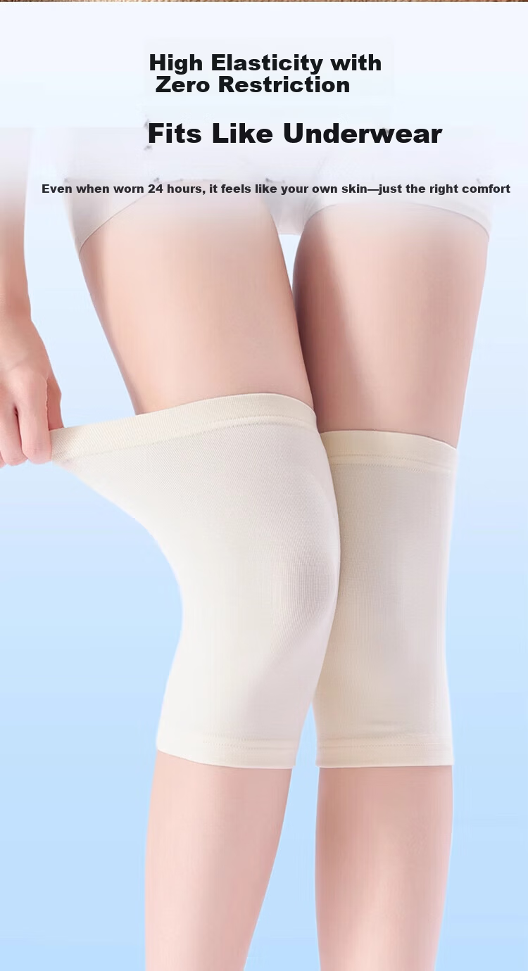 LAC Modal Knee Brace Summer Air Conditioning Room Warmth Old Cold Legs Sports Knee Support Beige 33cm/XL for Men and Women Elderly 2