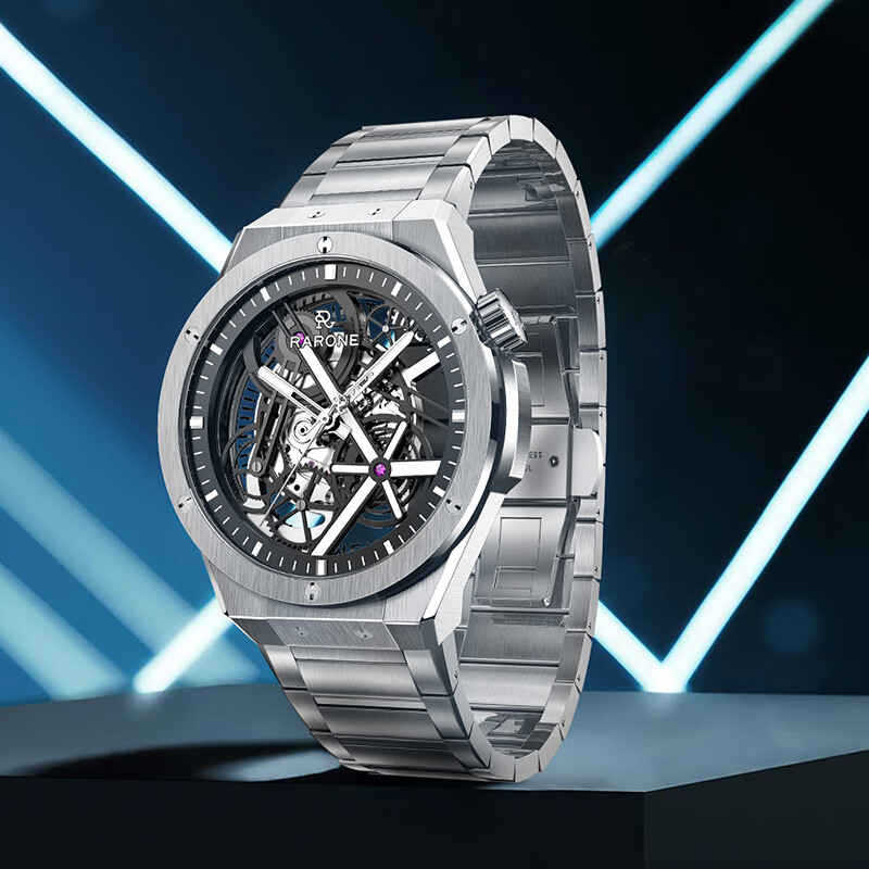 RARONE Twin Star X Panoramic Skeleton Mechanical Men's Watch, Super Luminous Fully Automatic Wristwatch, Gift Box Set, Birthday Present