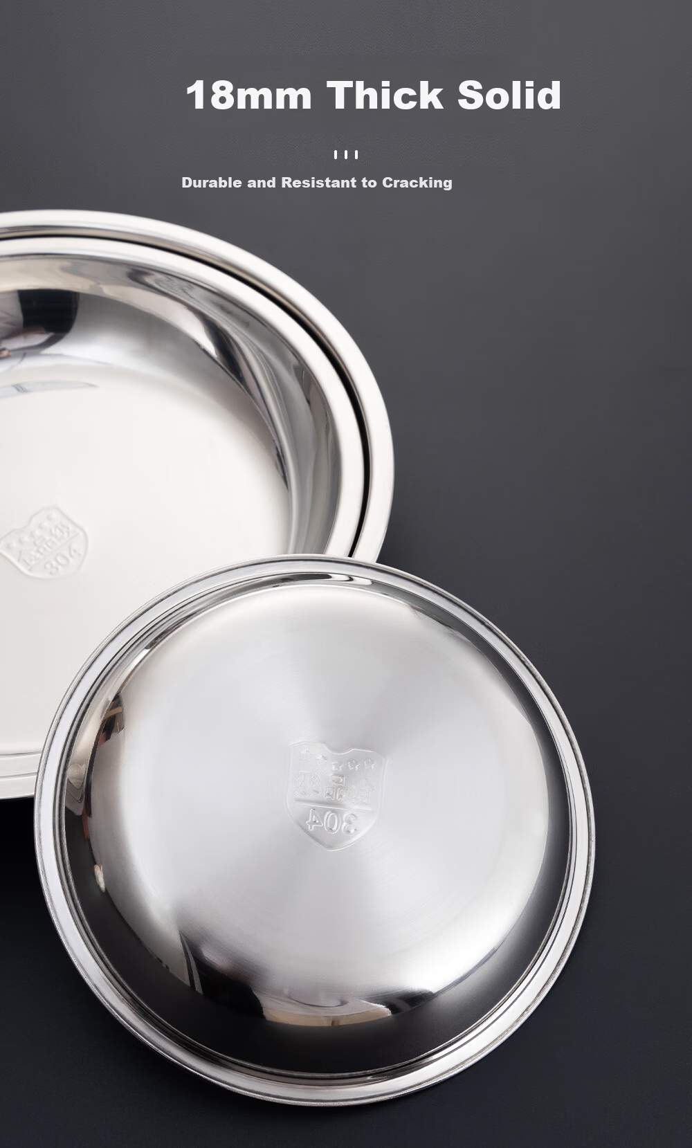Golden Key 304 Stainless Steel Thickened Shallow Round Tray Commercial Kitchen Prep Bowl 22cm Vegetable Washing Household Food Prep Basin GK-Z22B2 8