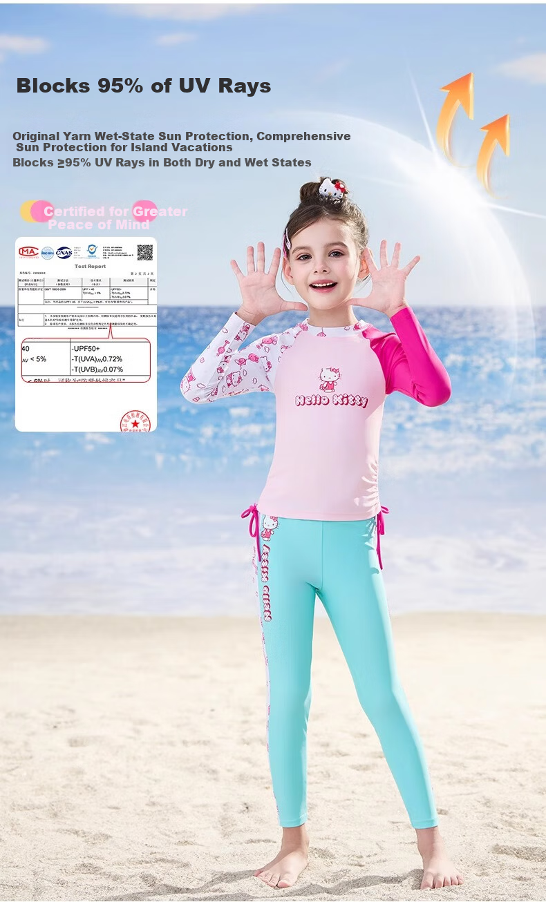 F.DYRAA & Hellokitty Girls' Two-Piece Sun-Protective Swimwear Set A-Class KC522C0062H Pink Size 130 2