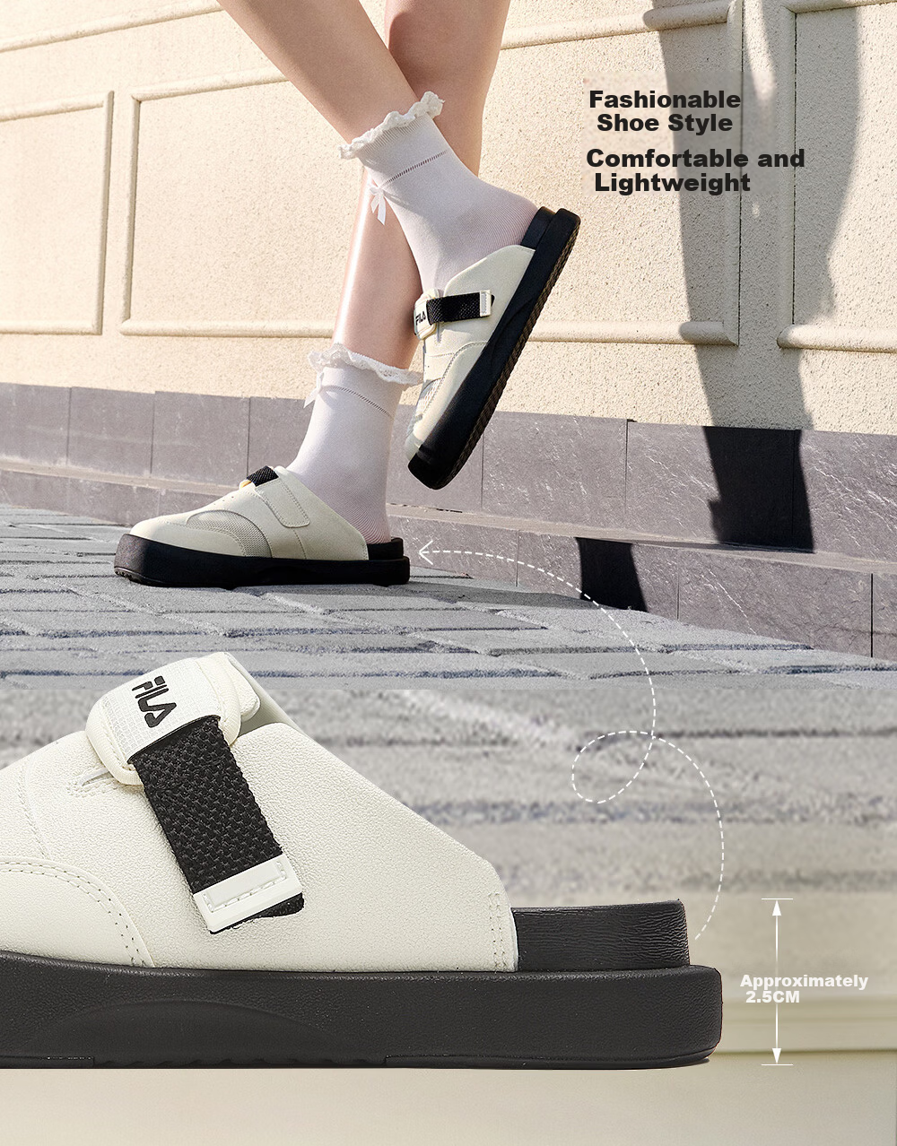 FILA Official Women's SMILA Sandals 2026 Summer Comfortable Birkenstock Style Slide Sandals Commuter Versatile Cool Slippers 7