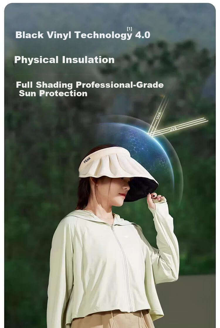 Peak UV Protection Sun Hat Couple Spring Summer Outdoor Running Anti-UV Shell Cap Open-Top Headband Dual-Use Foldable 6