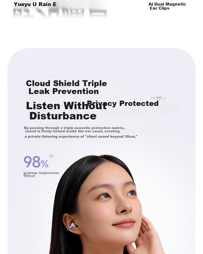 Yinbeiqi New ClipAir Wireless Bluetooth Earphones AI Translation Clip-On Bone Conduction Open-Ear Sports Earhooks for Apple Huawei 11