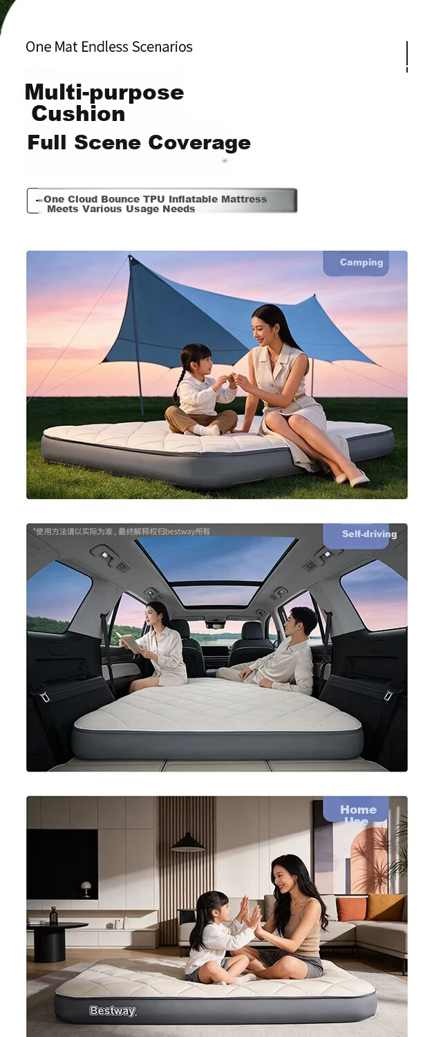 Bestway TPU Spiral Strap Inflatable Mattress Double Outdoor Camping Sleeping Pad Upgraded 6965W 2
