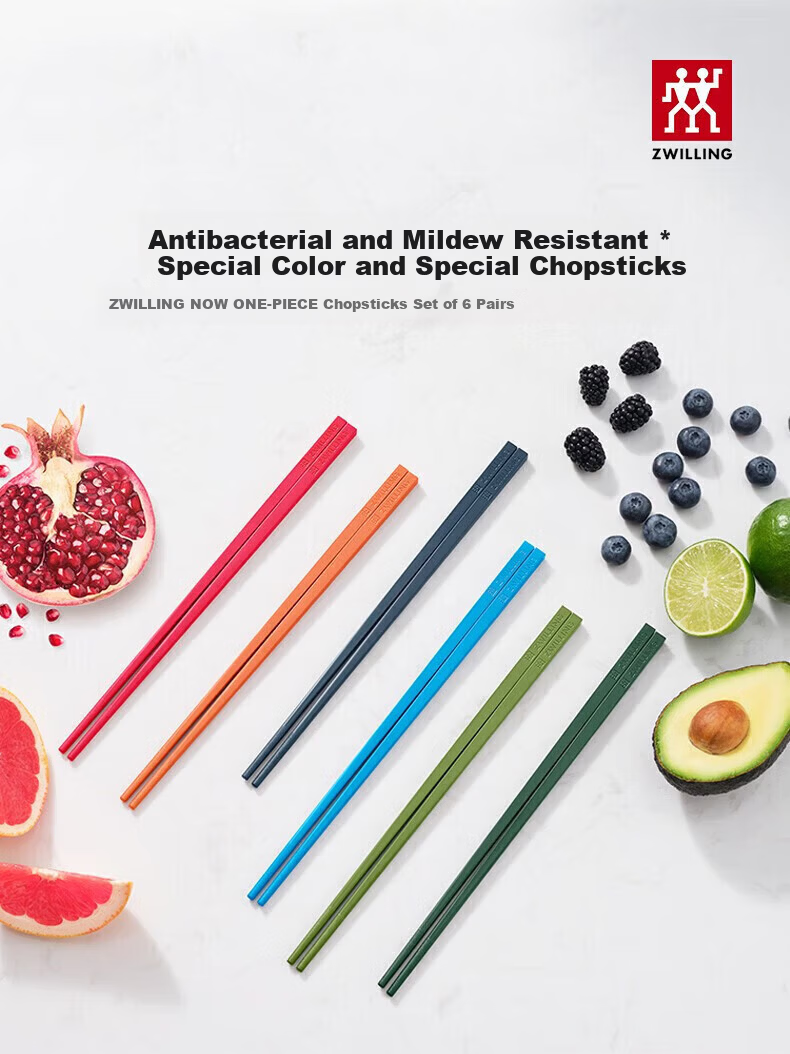 ZWILLING ZW-W711/1021193 Antibacterial Chopsticks Set for Home Dining, 6 Pairs 1