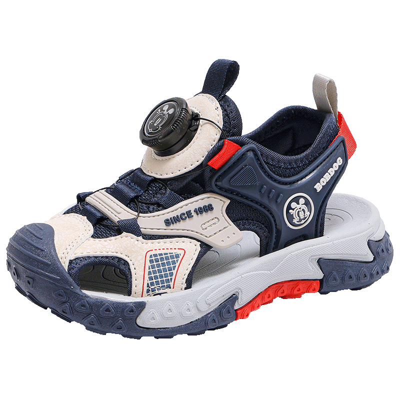 BOBDOG Boys Summer Sports Sandals Toddler Closed-Toe Beach Shoes Navy Blue/White Size 25