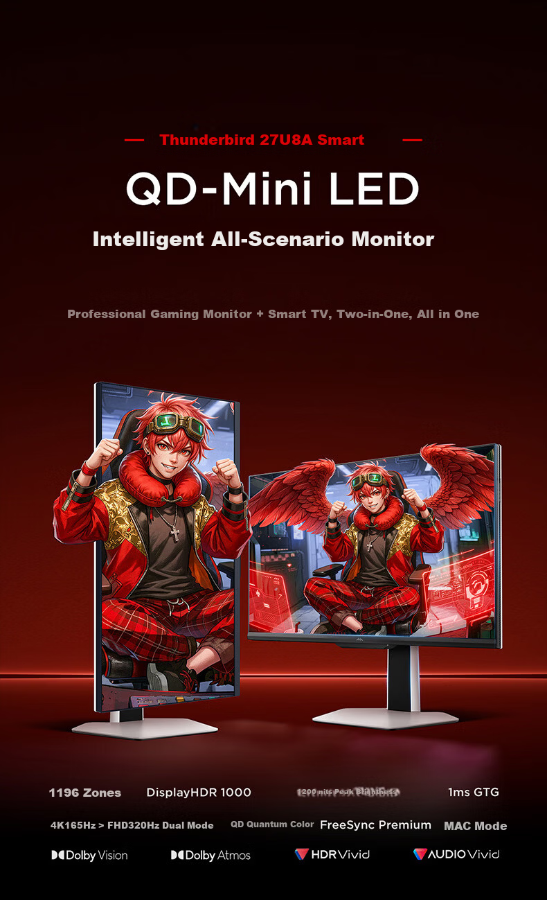 FFALCON Thunder 27-inch 4K 165Hz Dual-Mode 2304-Zone QD-MiniLED Smart Gaming Monitor 27U8A Pro-S 3
