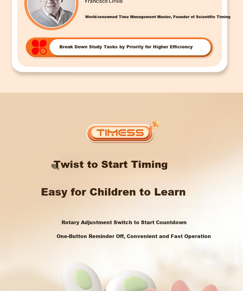 Timess Visual Timer Alarm Clock for Students and Children Smart Night Light Rechargeable Time Manager Live Streaming Timer Back to School Season 6