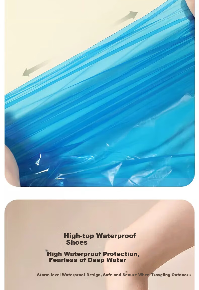 BWNK Disposable Rain Shoe Covers, Thickened And Wear-Resistant, for Adults And Children, Outdoor Portable, Cat Eating Fish Print, 5 Pairs Per Pack 7